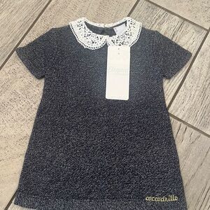 Coccodrillo Gorgeous Sweater Dress  with Crochet Collar. 74cm. 6-9 months.